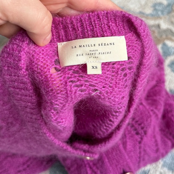 NWOT Sezane Knitwear buttoned up cardigan in beautiful soft pink color size XS - Picture 5 of 10